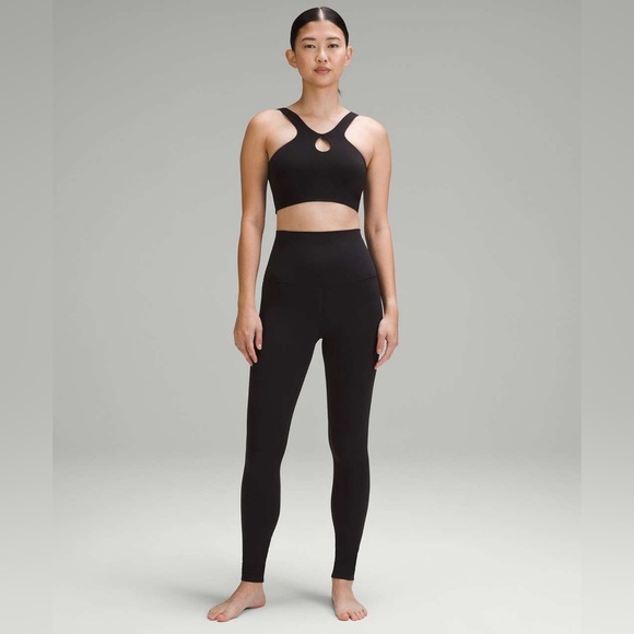 Lululemon SmoothCover Front Cut-Out Yoga Bra in Black - Picture 3 of 13